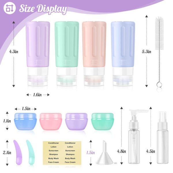 JBYAMUS 16 Pcs Silicone Bottles Set, Leak-Proof Design, Travel Size, TSA Approved for Toiletries, Portable Containers and Best Gifts for Women (BPA Free) - Image 2