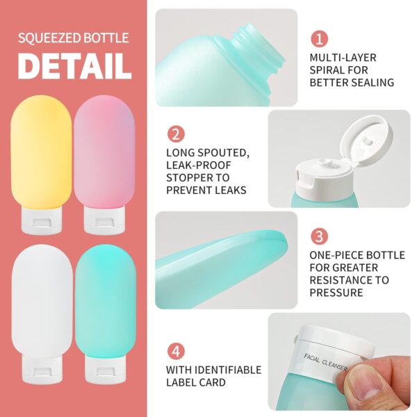 CCTIVED Travel Size Bottles for Toiletries, 19 Pack TSA Approved Travel Bottles for Women, Leak Proof Refillable Travel Containers Toiletery Kit for Shampoo Conditioner Lotion - Image 4