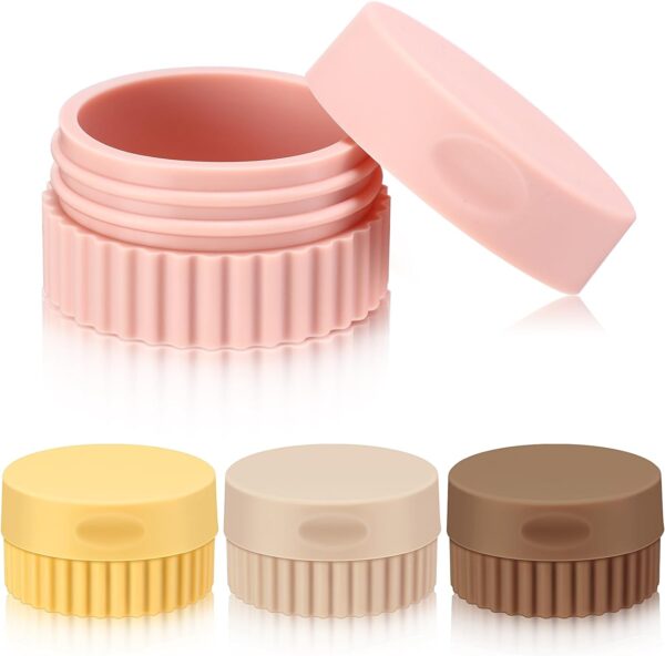 4 Pcs Travel Containers for Toiletries Small Silicone Cream Jars 0.68 oz Travel Size Containers Leakproof Travel Accessories with Lid for Cosmetic Body Hand Skin Cream Bottle (Classic Color)