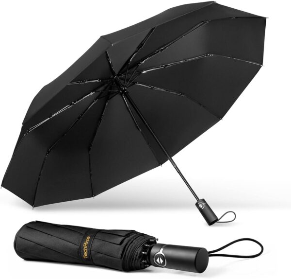 Large Windproof Umbrella, Wind Resistant Compact Travel Folding Umbrellas, Ladies Auto Open Close Strong Wind Proof Rain Proof with 10 Ribs golf umbrella collapsible for Men Women