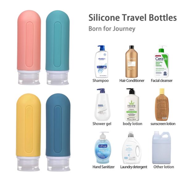 Travel Bottles Set for Toiletries, TSA Approved 3 oz Travel Size Containers, Leak Proof Refillable Squeezable Travel Essentials, BPA Free Silicone, for Shampoo Lotion Body Wash Liquids, 18 Pcs - Image 3