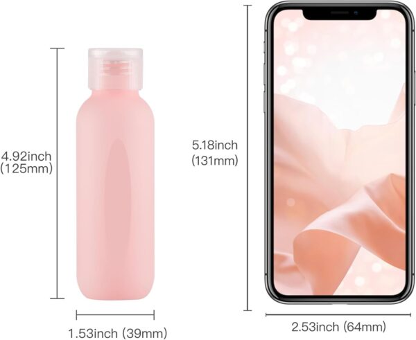 3.4 oz Travel Bottles for Toiletries, Empty Plastic Shampoo Bottle (5PCS) Small Size Container Tsa Approved (100ml, Pink) - Image 5