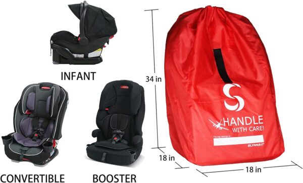 Car Seat Travel Bag for Airplane - Fits Convertible Car Seats, Infant carriers & Booster Seats, Red Upgrade (Red Upgrade) - Image 2