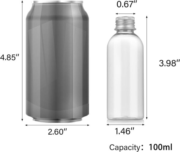 3.4 oz Travel Bottles TSA Approved, 6 pcs Refillable Travel Bottles Leak Proof with Silvery Screw Cap, Essential Oil Bottles Empty - Image 2