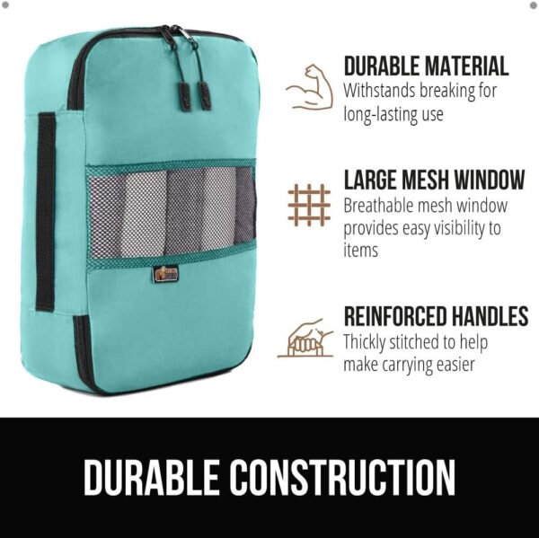 Gorilla Grip 6 Set Packing Cubes, Travel Essentials for Suitcases, Breathable Mesh Organizer Bags for Clothes Toiletries Shoes and Laundry, Luggage and Backpack Carry On Airplane Accessories Turquoise - Image 4