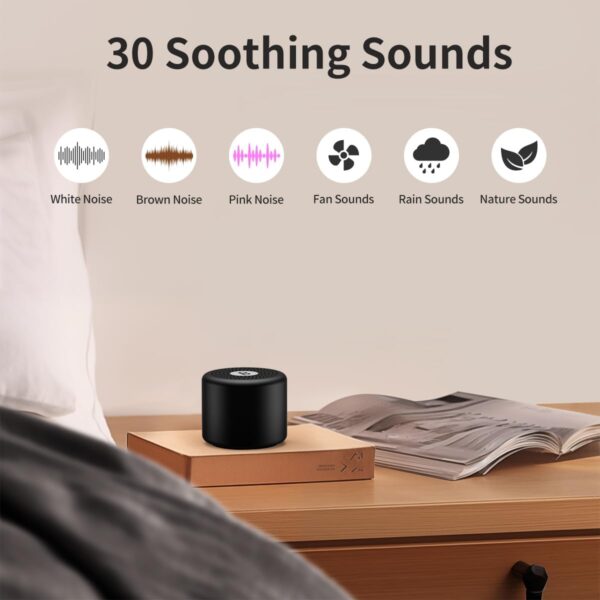 Mini Portable Sound Machine White Noise Machine with 30 Soothing Sounds Travel Sleep Brown Noise Machine for Adults Kids Baby Rechargeable Loud Speaker Noise Canceling Machine for Office Privacy Home - Image 2