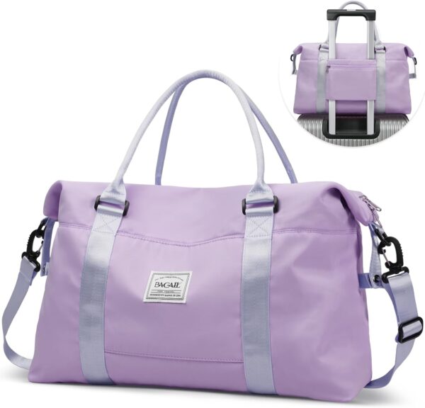 BAGAIL Travel Duffel Bag, Weekender Bags for Women, Overnight Gym Carry On Tote Bag with Wet Pocket, Hospital Mom Bag for Labor and Delivery - Purple