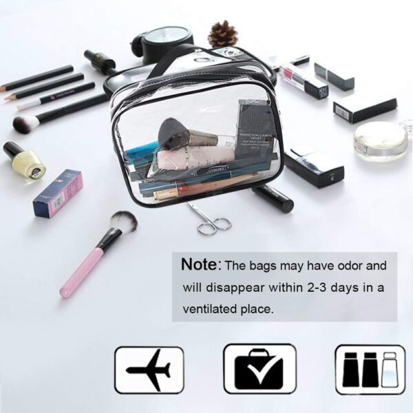 APREUTY Clear Makeup Bags, TSA Approved 6 Pcs Cosmetic Makeup Bags Set Clear PVC with Zipper Handle Portable Travel Luggage Pouch Airport Airline Vacation Organization (Clear) - Image 4