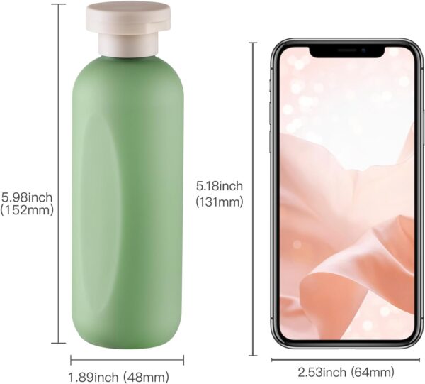 6.7oz Travel Shampoo Bottle, Empty Plastic Squeeze Bottles with Flip Cap, 4PCS Lotion Container for Toiletries (200ml, Green) - Image 5