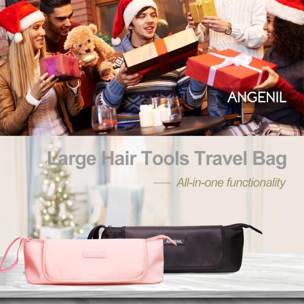 ANGENIL Large Capacity Hair Tools Travel Bag Heat Resistant Mat for Flat Irons, Curling Iron, Hot Air Brushes, Hair Dryer and Care Accessories, Portable Hot Tool Mat Bag 2 in 1 - Image 6