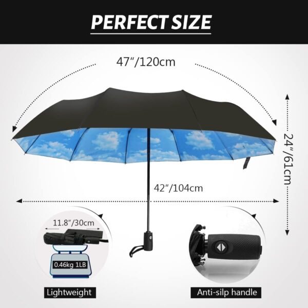 LLanxiry Umbrella Windproof Travel Umbrellas for Rain Black Folding Umbrellas 10 RIBS Automatic Strong Portable Wind Resistant Backpack Umbrella for Men and Women - Image 5