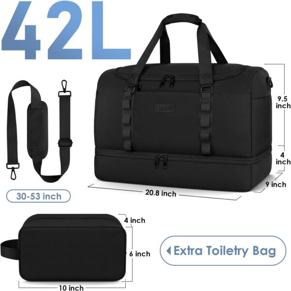 ETRONIK Travel Bag for Men Women, Duffle Bag & Gym Bag with Shoe Compartment, Weekender Overnight Bag with Toiletry Bag, Carry on Bags for Airplane for Travel, Trip, Gym, Yoga, Black - Image 7