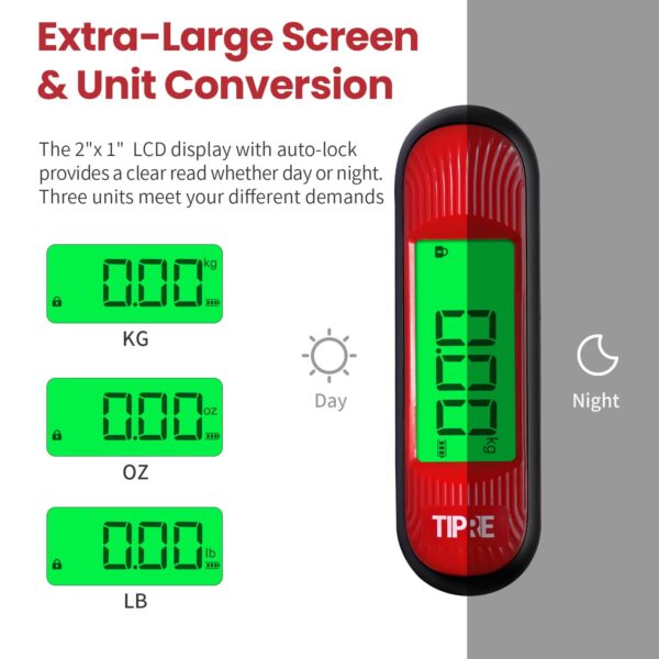 Luggage Scale, 110lb Luggage Weight Scale Digital Suitcase Scale with Hook, Portable Weight Scale for Travel with Backlight LCD Display, Baggage Scale for Travelers, Battery Included - Red - Image 2