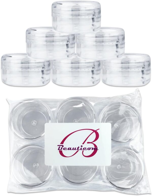 Beauticom 15 gram/15ml Empty Clear Small Round Travel Container Jars with Lids for Make Up Powders, Eyeshadow Pigments, Lotions, Creams, Lip Balm, Lip Gloss, Samples (6 Pieces, Clear Lid) - Image 3