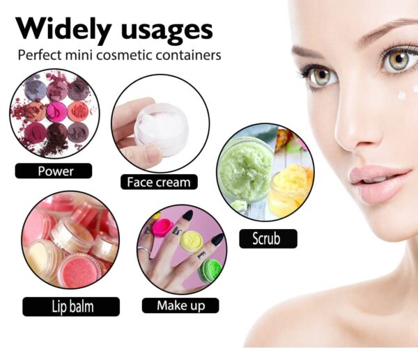 10 Gram Sample Containers with Lids, 10Pcs Clear Sample Jars, Small Cosmetic Travel Containers for Makeup, Lotion, Cream, Powder, 10 ML Mini Containers with Lids - Image 6