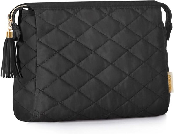 BAGSMART Makeup Bag Travel Cosmetic Bag, Puffy Make Up Bags for Women Large Capacity Makeup Organizer Case, Wide-open Pouch for Purse Storage Travel Essentials Toiletries Accessories Brushes, Black