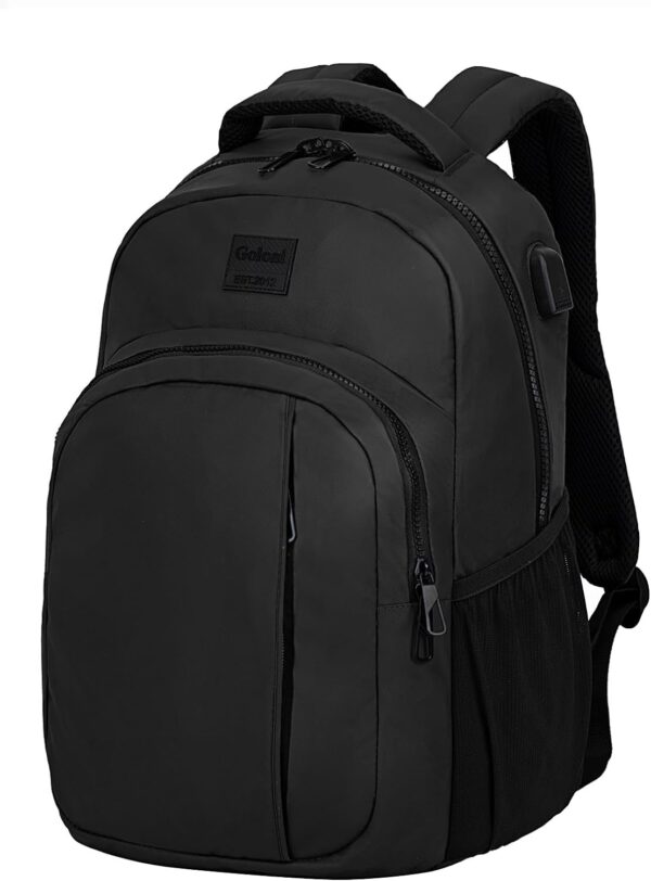 17 Inch Lightweight Casual Laptop Backpack with USB Charging Port for Men and Women,Waterproof Backpack for Work,Travel,College(Black)