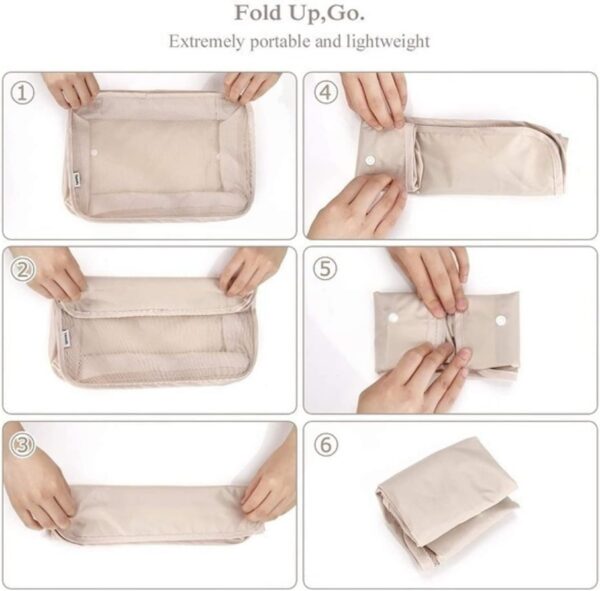 8 pcs Packing Cubes Set, Travel Luggage Organizer Storage Bags Suitcase Packing Cases Including Laundry Bag & Shoes Bag (Beige-style1) - Image 3