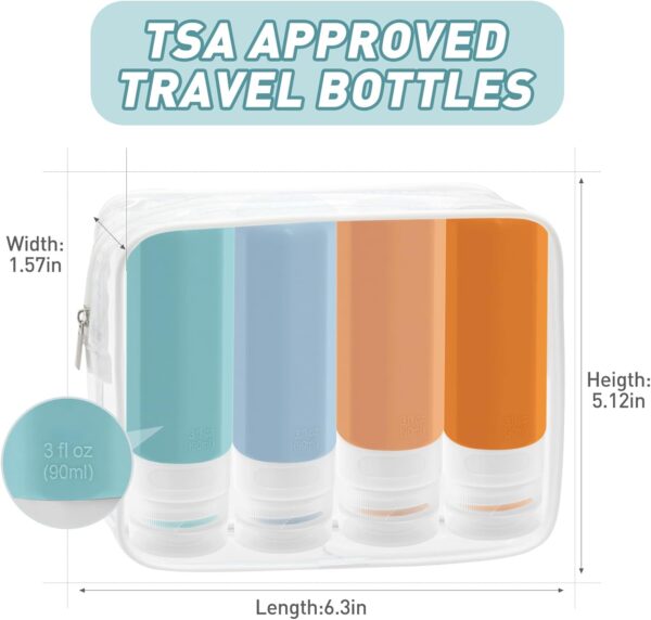 Redfly Travel Bottles for Toiletries, 3oz Tsa Approved Travel Size Containers, BPA Free Leak Proof Travel Containers for Toiletries, Refillable Travel Accessories for Shampoo Conditioner Mix - Image 5