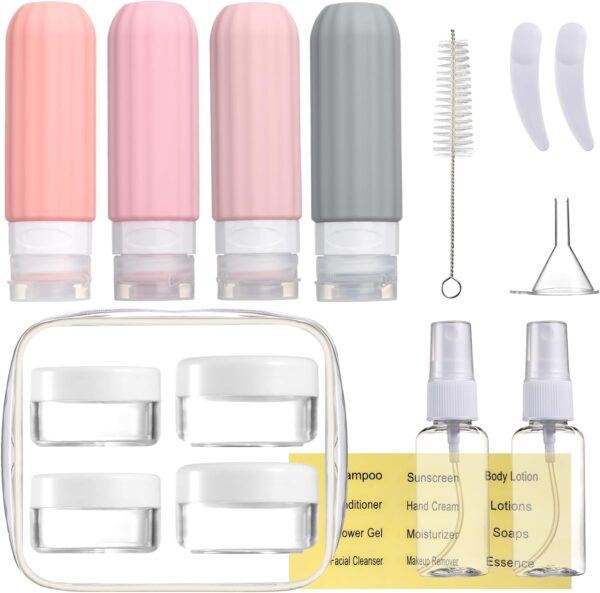 Mrsdry 16 Pack Travel Bottles Set for Toiletries, Leakproof Travel Containers for Toiletries TSA Approved Silicone Travel Accessories Squeezable Refillable 3oz for Shampoo Conditioner Lotion