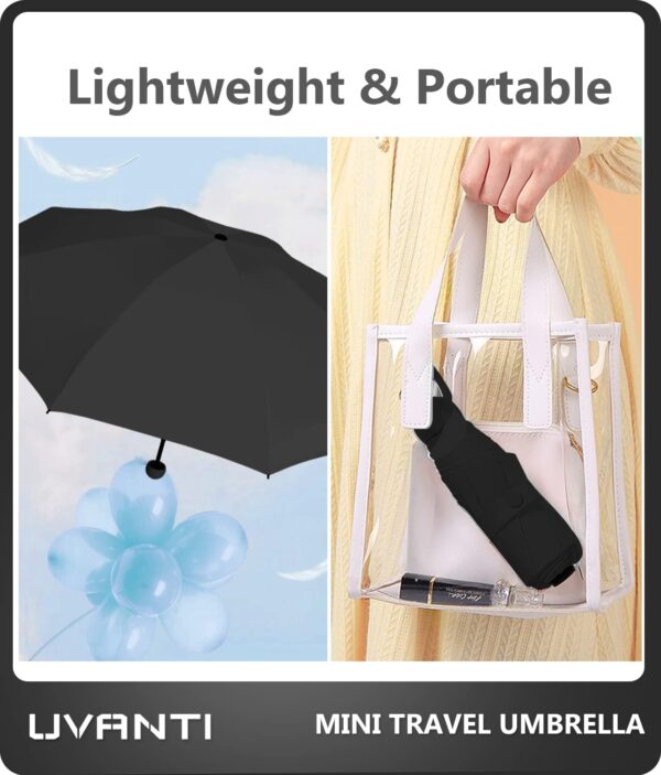 Umbrella Small Mini Umbrella with Case - Light Folding Compact Travel Umbrella Lightweight Portable Parasol for Backpack Purse - Sun & Rain Pocket UV Umbrellas for Kids Girls Boys Women - Image 3