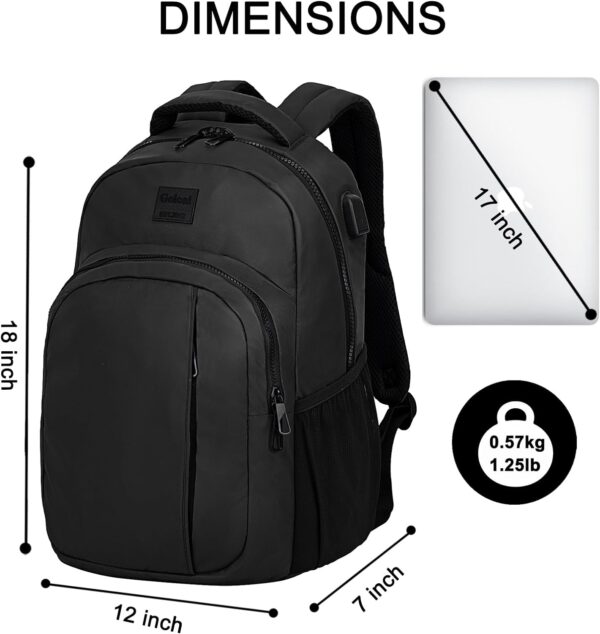 17 Inch Lightweight Casual Laptop Backpack with USB Charging Port for Men and Women,Waterproof Backpack for Work,Travel,College(Black) - Image 6