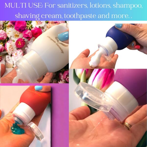 -3oz Travel Toiletry Bottles - Travel Containers for Toiletries Leak proof - Toiletry Bottles - Travel Size Containers - TSA Approved Travel Bottles - 3oz Silicone 4pcs - Image 7