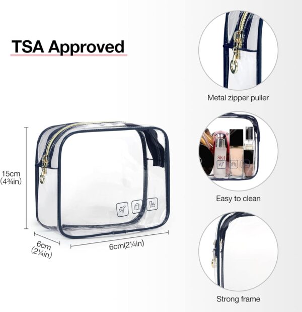 BAGSMART Toiletry Bag Hanging Travel Makeup Organizer with TSA Approved Transparent Cosmetic Bag Makeup Bag for Full Sized Toiletries, Medium-Navy - Image 6