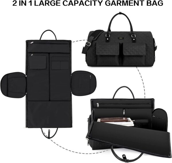 Convertible Garment Duffel Bag for Travel - Carry On Garment Bags With Toiletry Bag Large Weekender Bag for Men Women 2 in 1 Hanging Suitcase Suit Travel Duffel Overnight Bags 4pcs Set - Image 4