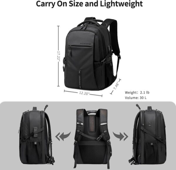 Large Carry on Travel Backpack for Men,30L Lightweight Compact Laptop Backpack,Flight Approved for Business,Work,Commuting,and Weekend Casual Daypack - Image 3