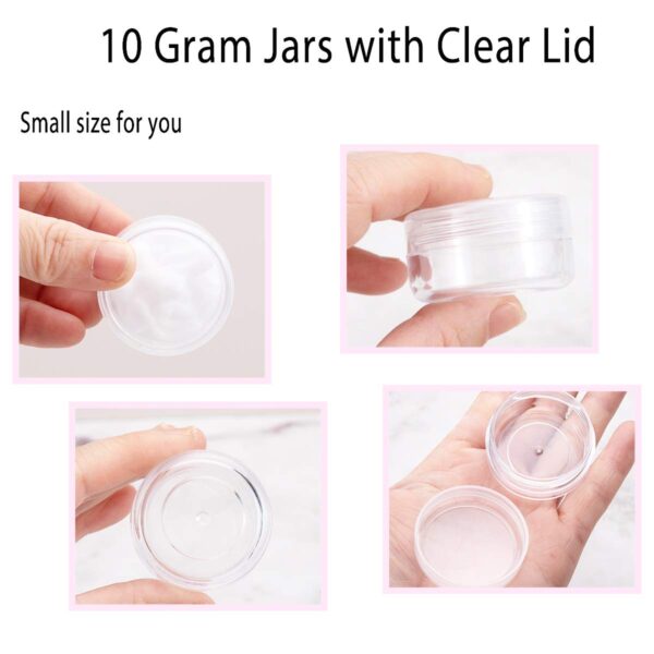 10 Gram Sample Containers with Lids, 10Pcs Clear Sample Jars, Small Cosmetic Travel Containers for Makeup, Lotion, Cream, Powder, 10 ML Mini Containers with Lids - Image 3