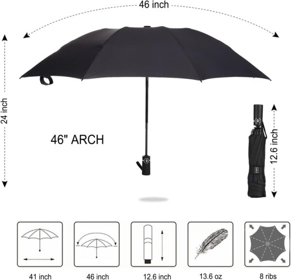 LANBRELLA Compact Reverse Folding Umbrella Auto Windproof Travel Umbrella - Image 6