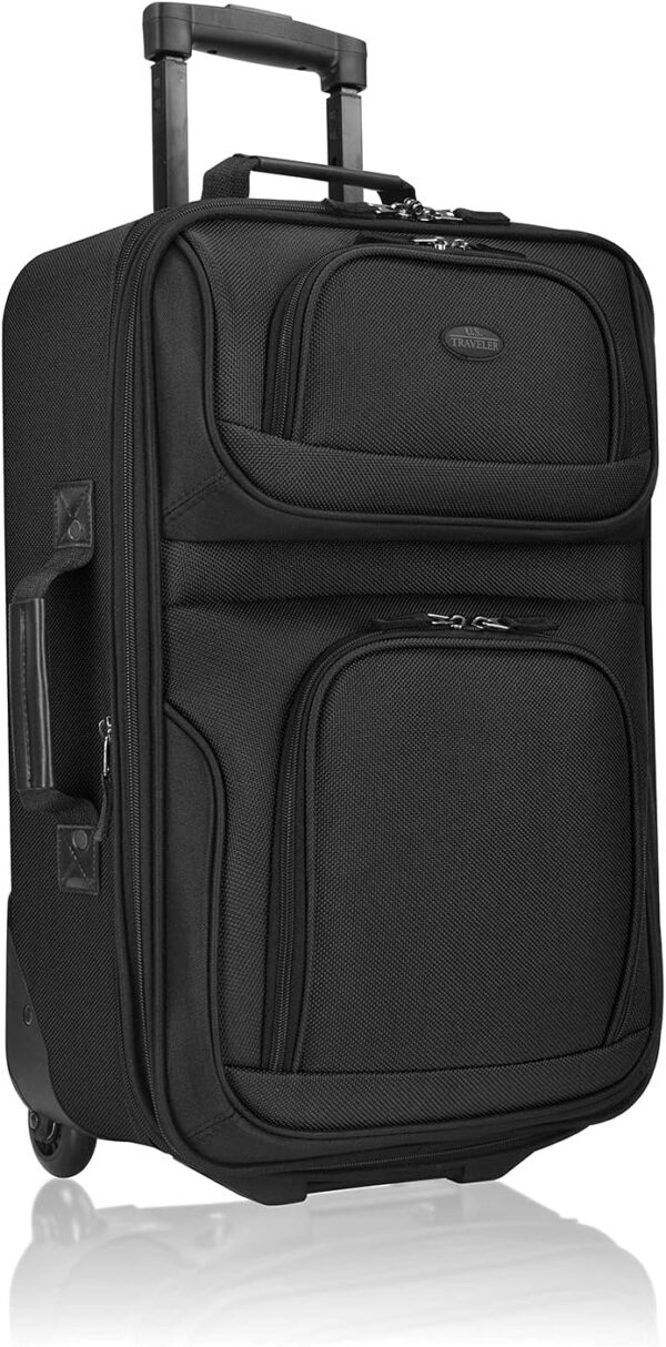 U.S. Traveler Rio Rugged Fabric Expandable Carry-on Luggage Set, Black, 2 Wheel, Set of 2 - Image 3