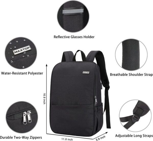 MAXTOP Deep Storage Laptop Backpack with USB Charging Port[Water Resistant] College Computer Bookbag Fits 16 Inch Laptop,Black - Image 7