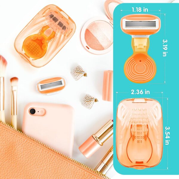 Travel Razors for Women Include 1 Handle and 5 Cartridges, Portable 5-Blade Mini Razor with Travel Case, The Best Travel Size Toiletries for Women, Orange - Image 8