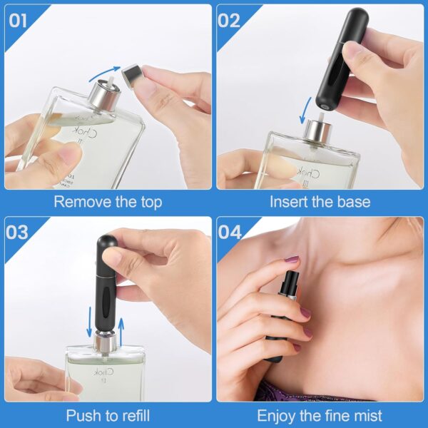 Perfume Travel Refillable Travel Must Haves Mini Spray Bottles Perfume Atomizer Cologne Travel Perfume Bottle Refillable Women Mens Small Mister Spray Bottle For Travel Accessories 6 Pack 5ml/0.2oz - Image 4