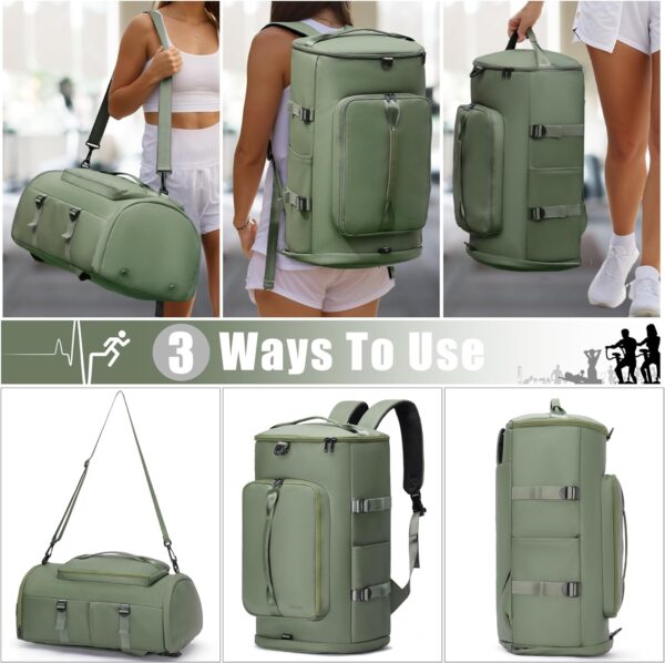 Gym Bag for Women and Men Sports Duffle Bag Travel Backpack Weekender Overnight Bag with Shoes Compartment and Wet Pocket Green - MIYCOO - Image 3