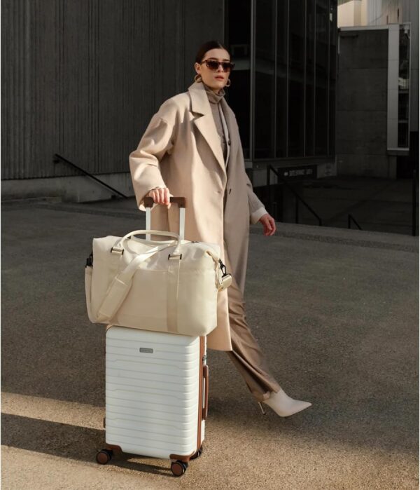 Duffle Bag, Weekender Bags for Women Travel Tote Bags Carry on Bags for Airplanes Overnight Hospital Bag Beige - Image 7