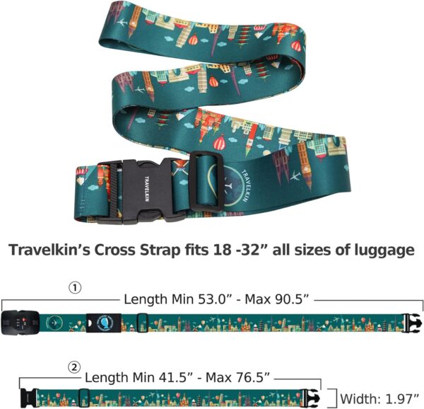 Travelkin Luggage Straps with TSA Lock, Suitcase Straps TSA Approved, Locking TSA Luggage Strap Cross Suitcase Belt (Green) - Image 3