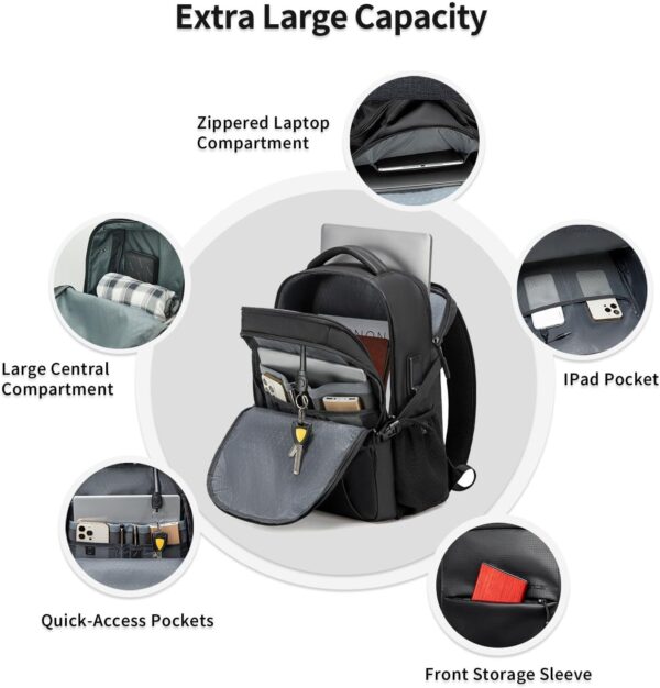 Large Carry on Travel Backpack for Men,30L Lightweight Compact Laptop Backpack,Flight Approved for Business,Work,Commuting,and Weekend Casual Daypack - Image 4