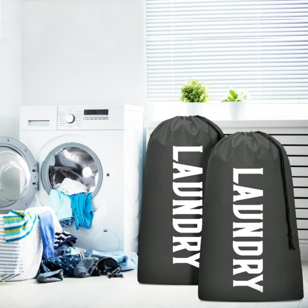 Laundry Bag, Travel Laundry Bag Machine Washable Dirty Clothes Organizer, Large Enough to Hold 4 Loads of Laundry, Easy Fit a Laundry Hamper or Basket (Gray, 24" x 36") - Image 2