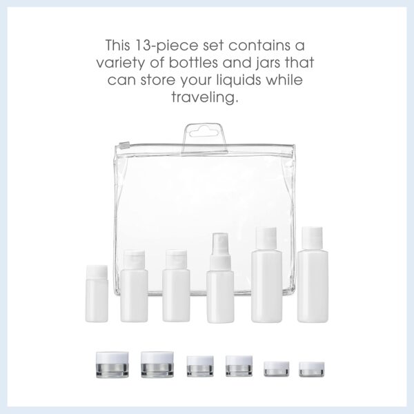 Conair Travel Sized Toiletries, TSA Approved Travel Bottles, Travel Sized Bottles by Travel Smart, 13 Piece Set - Image 4