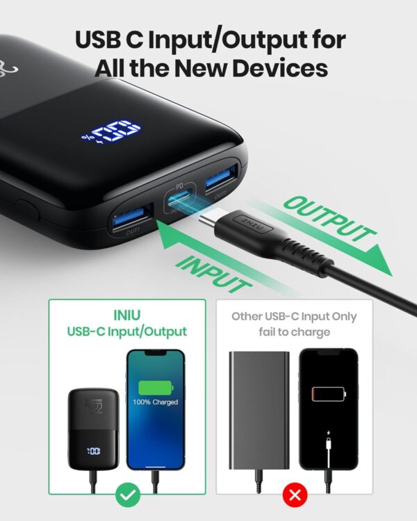 INIU Portable Charger, Smallest 22.5W 10000mAh Power Bank, USB C in/Output Fast Charging 3-Output Mini Battery Pack Charger with Phone Holder for iPhone 15 14 13 12 11 Samsung S23 Google iPad Tablet - Image 4