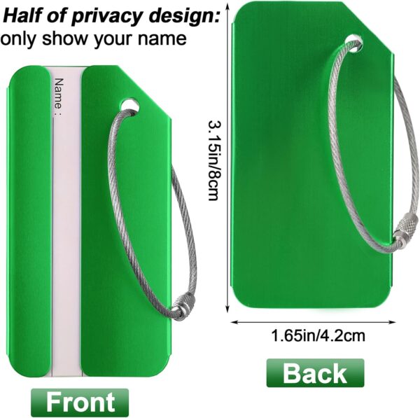 12 Pieces Luggage Tags Business Card Holder Aluminum Metal Travel ID Bag Tag for Suitcases Travel Luggage Baggage Identifier (Green) - Image 3