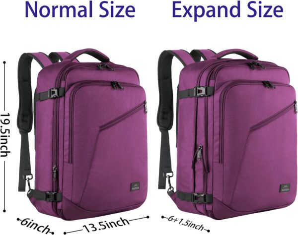 MATEIN Travel Backpack for Women, Expandable Flight Approved Carry on Water Resistant Lightweight Suitcase, Large Business Weekender Personal Item Backpack, Gift for Traveler, Purple - Image 3