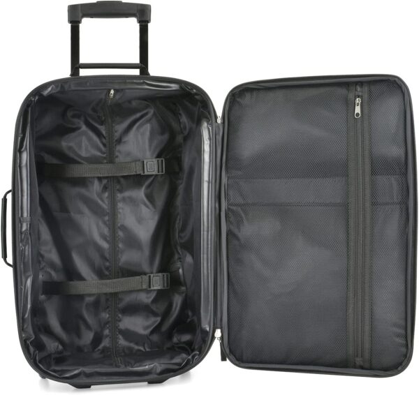 U.S. Traveler Rio Rugged Fabric Expandable Carry-on Luggage Set, Black, 2 Wheel, Set of 2 - Image 8