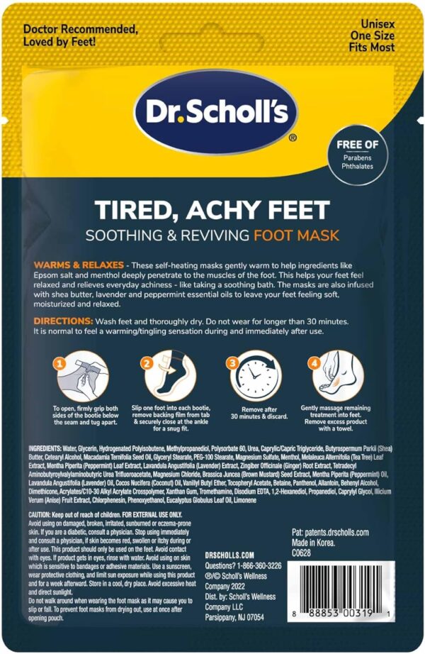 Dr. Scholl's® Tired, Achy Feet Soothing & Reviving Foot Mask, 3 Pair, Warming Booties - Image 2