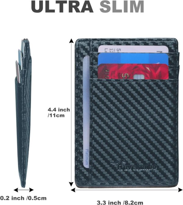 Travelambo Front Pocket Minimalist Leather Slim Wallet RFID Blocking Carbon Fiber Texture - Image 9