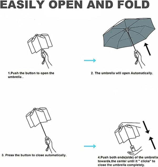 erised's bifrost Compact Travel Folding Portable Umbrella 46 Inch Windproof/Wind Resistant,Automatic Open Close,Sun/Rain,Real Wood Handle,Women men,12 Ribs,99 UV Protection UPF 50 - Image 6