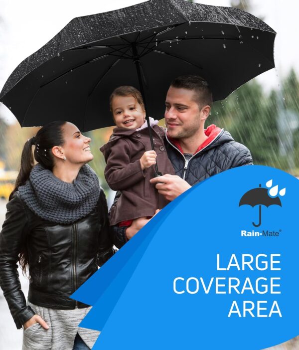 Compact Travel Umbrella - Pocket Portable Folding Windproof Mini Umbrella - Auto Open and Close Button and 9 Rib Reinforced Canopy - Image 7